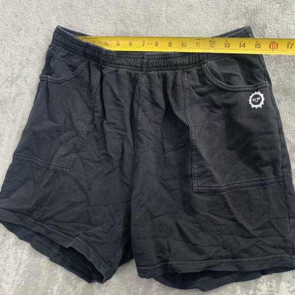 Big Bud Press Sweat Shorts Womens XL Faded Black Pockets Sun Logo Loungewear 4” - Picture 3 of 8